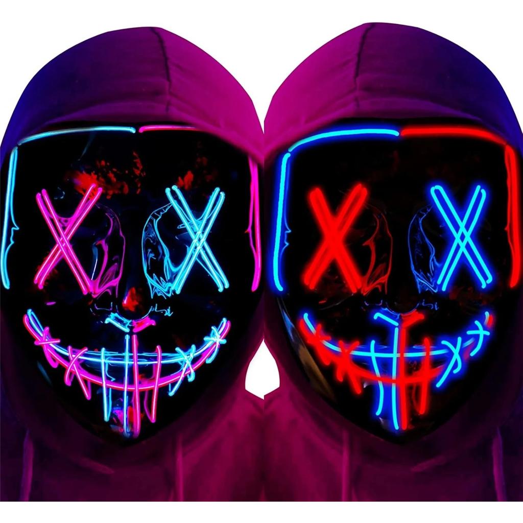 Poptrend Halloween Mask LED Light Up Mask Scary Mask For Festival Cosplay Halloween Costume Masquerade Parties Carnival Gift