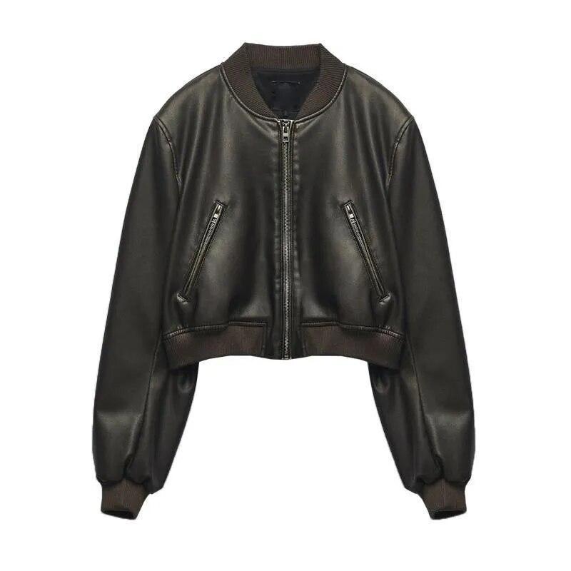 Abrigo corto de lana de cordero con solapa para mujer, chaqueta de mujer con cremallera de doble cara para otoño e invierno, Tops gruesos y cálidos de lana para mujer, prendas de vestir