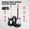 Donner Electric Guitar Beginner Set ST Type SSH Pickup Arrangement 39 Inches Full Size Poplar Wood Mini Amplifier Black 7 Piece Accessory Set