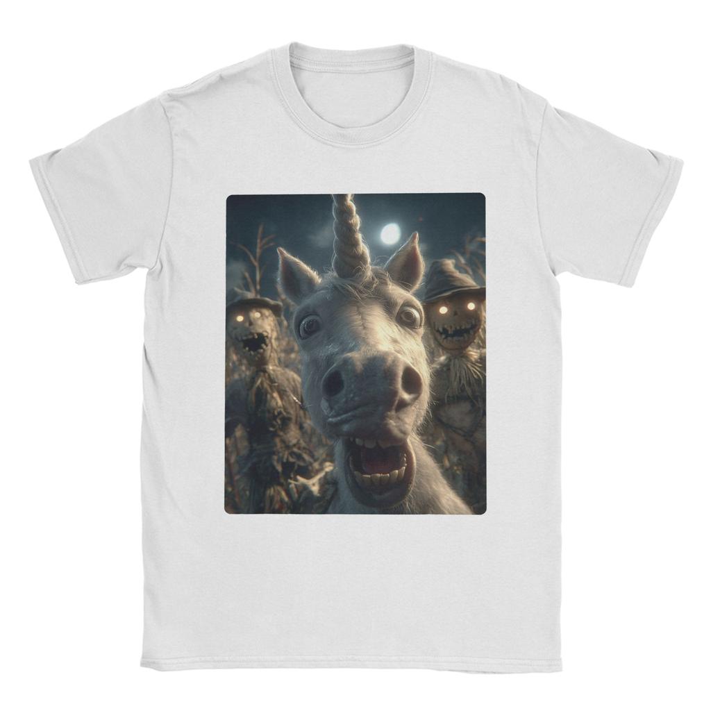Selfie Funny Unicorn Scarecrows Men T Shirt Halloween Scary Funny Tee Short Sleeve Round Neck T-Shirt Cotton 6XL Merchandise