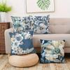 Navy Blue Watercolor Floral Pillowcase: Elegant Botanical-Themed Cushion Cover For Home Sofa Decor