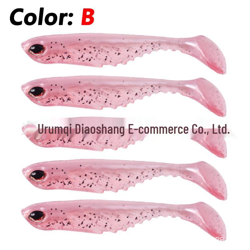 7cm Fish Eye T-tail Soft Lure, Two-color Wave Pattern, for Grouper & Mandarin Fish, 2.8g Artificial Bait