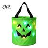 Reusable Holiday Party Favor Bags Halloween Glowing Pumpkin Candy Bag LED Light Up Trick or Treat Bucket Decorative Containers for Sweets Waterproof