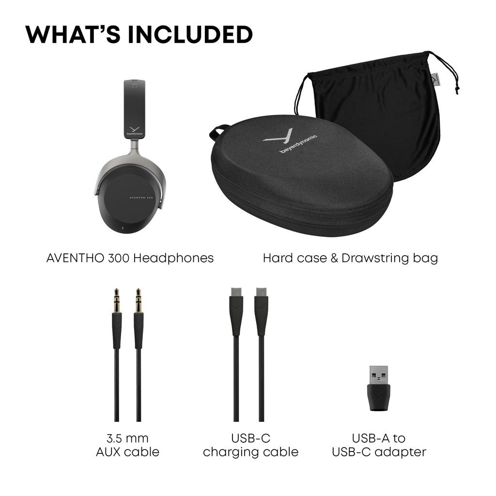 Beyerdynamic AVENTHO 300, Dolby Atmos-enabled wireless over-ear headphones with Bluetooth connectivity, black