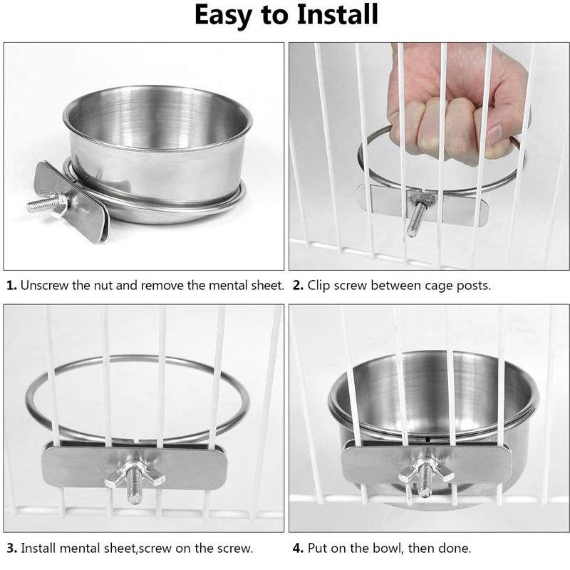 Parrot food cup stainless steel food box, water tank, water basin, water cup, food bowl, food cup, food trough, bird food cup