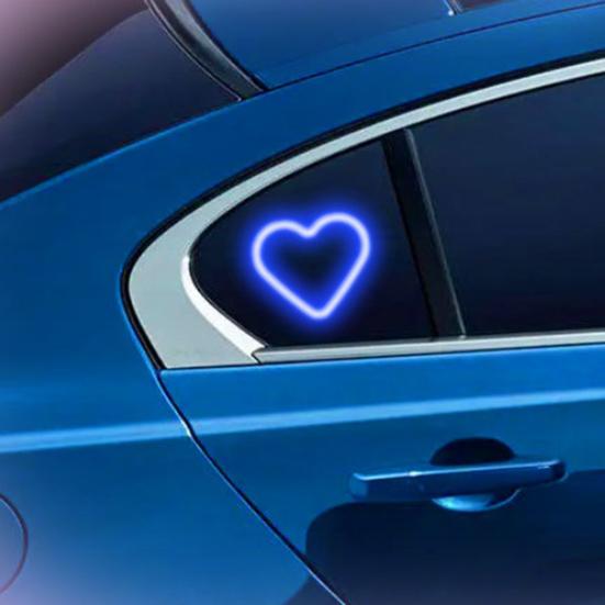 Solar Heart Shape Neon Light for Car Window Waterproof LED Mood Lamp with Suction Cup Romantic Atmosphere Decor