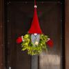 Lighted Gnome Christmas Wreath for Front Door Artificial Pine Spruce Hanging Sign Swedish Tomte Holiday Decor for Indoor Outdoor Porch Window Wall