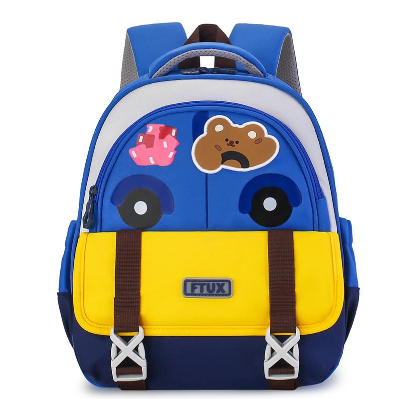Fashion Blocked Color Design Cartoon Bear And Eye Printed Backpack Children
