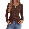 Damen Farbe Knopfleiste Langarm Freizeit Pullover Cardigan Oberteil