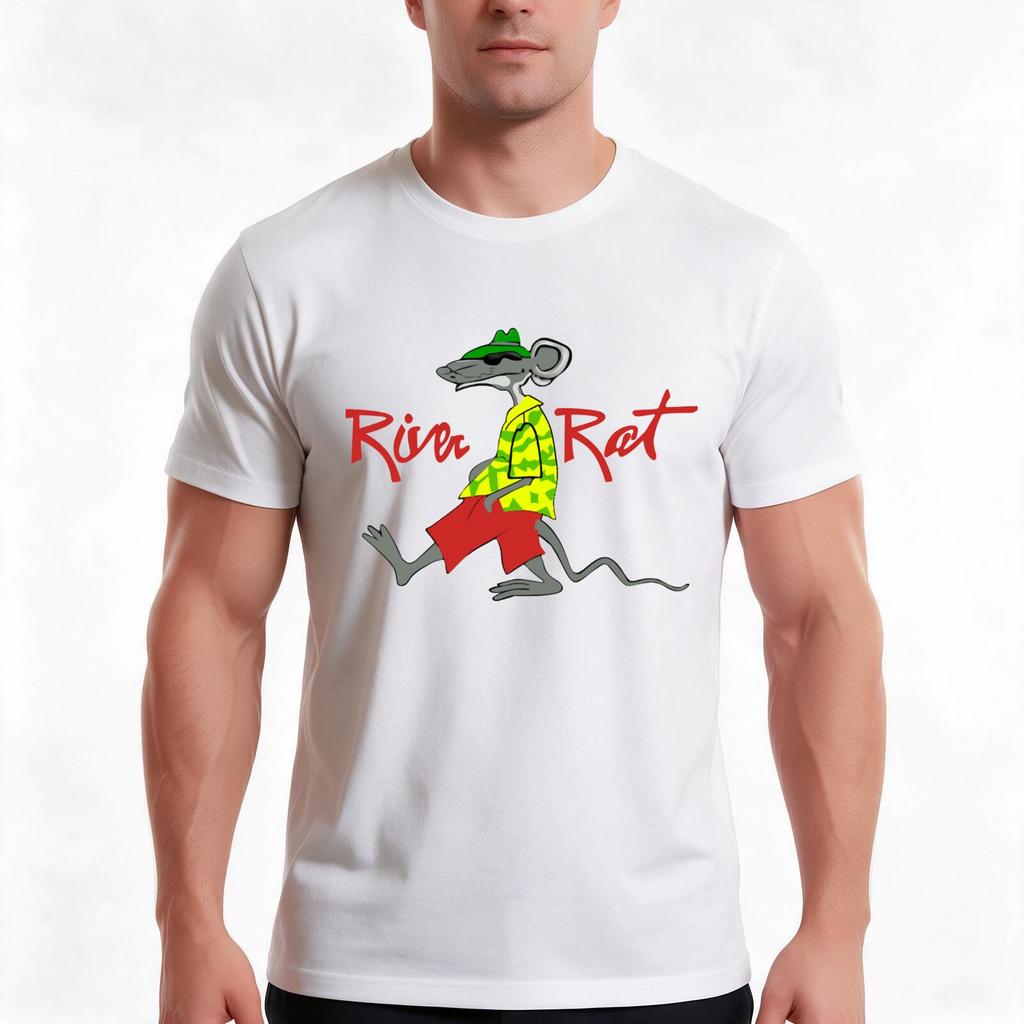 River Rat Beach TShirt Summer Casual Cotton Tee Oversized Streetwear Tops Vintage Graphic Print Loose Fit Short Sleeve