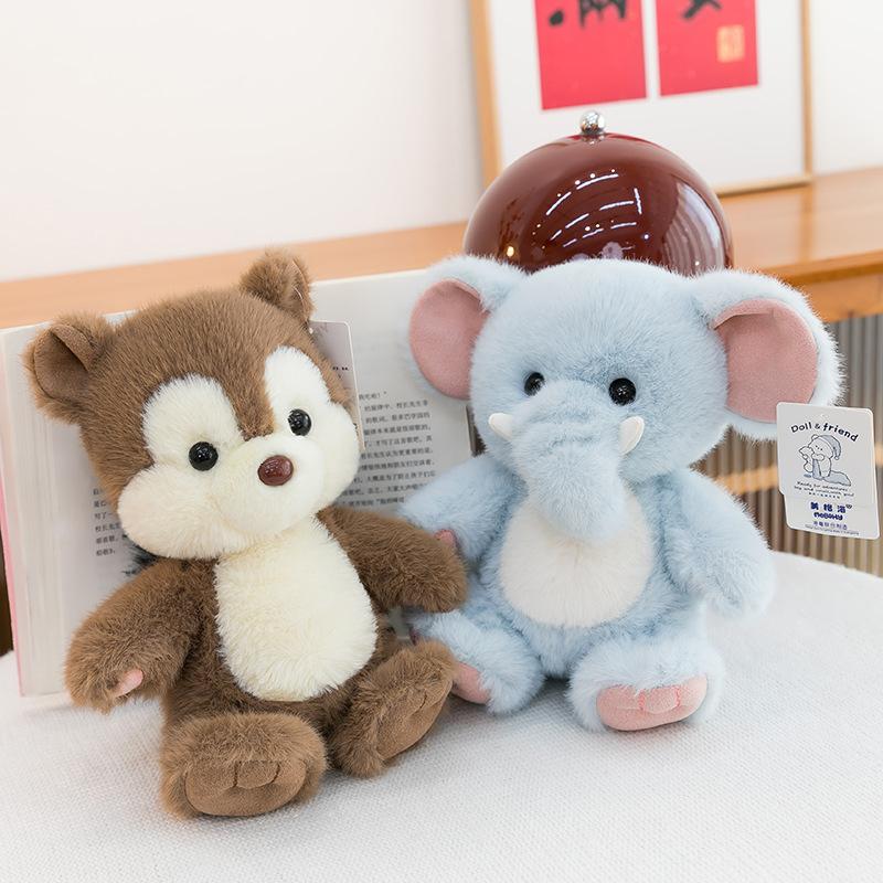 Forest Baby Elephant Plush Toy Children Sleeping Striped Cat Throw Pillow Squirrel Doll Birthday Gift