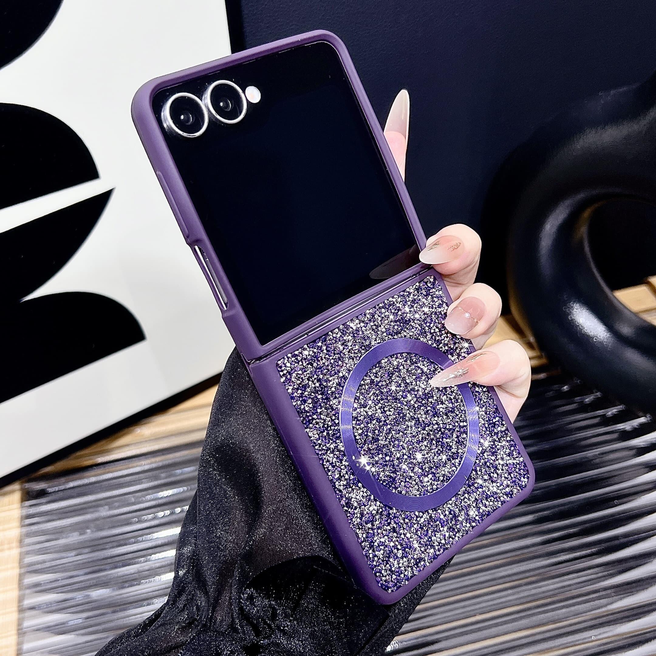 

Чехол для Samsung Galaxy Z Flip3/4/5/6/7 с MagSafe и цветной противоударной накладкой на бампер телефона из полиуретана Galaxy Z Flip7 фиолетовый