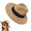 Popular Straw Hat Sun Protective Hat for Women Men Unisex Breathable Vacation Photoshoots Panama Hat for Music Festival
