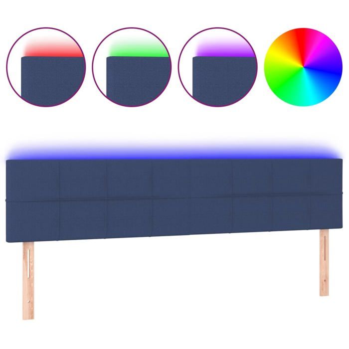 VidaXL Tête de Lit à LED Meuble de Chambre à Coucher Accessoire de Lit Double Tête de Cadre de Lit Intérieur Bleu 3121624