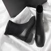 Cowhide~ Xiaoxiangfeng Skinny French Short Boots Women's Square Head Thick Heel Middle Heel Temperament Boots Niche Design British Style