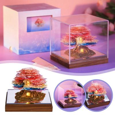 Baumhaus Kalender 2026 Kunstkalender Notizblock Papier Holzschnitt 3D Notizblöcke LED Lichter Schreibtischkalender Desktop Kalender Heimdekoration