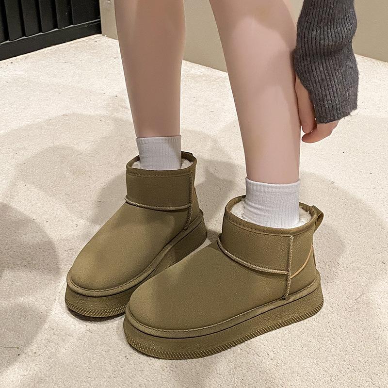 Women's Thick Bottom Short Lace Fashion Winter Lightweight Warm Anti Cold Snow Boots Non-slip Casual Sneakers Cotton Boots