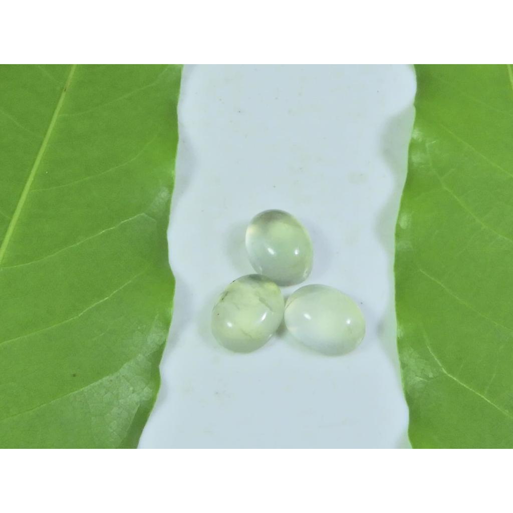 7X10 MM Natural Prehnite Oval Cabochon Loose Gemstone 3 Pcs Lot A-276