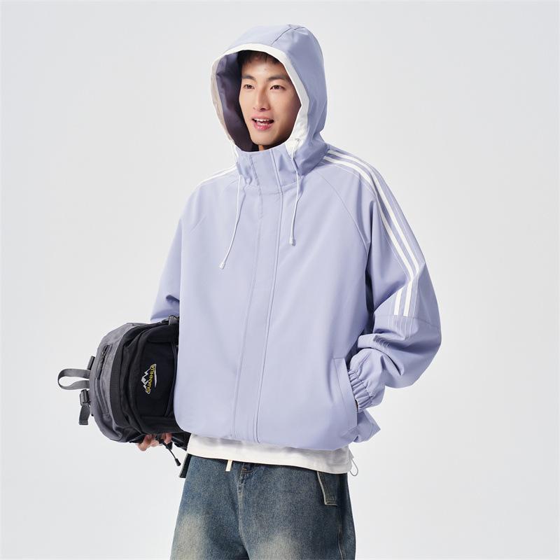 Hooded Jacket for Men and Women Stripes Autumn and Winter New Couple Loose Youth American Light Luxury Fashion Casual Top Jacket