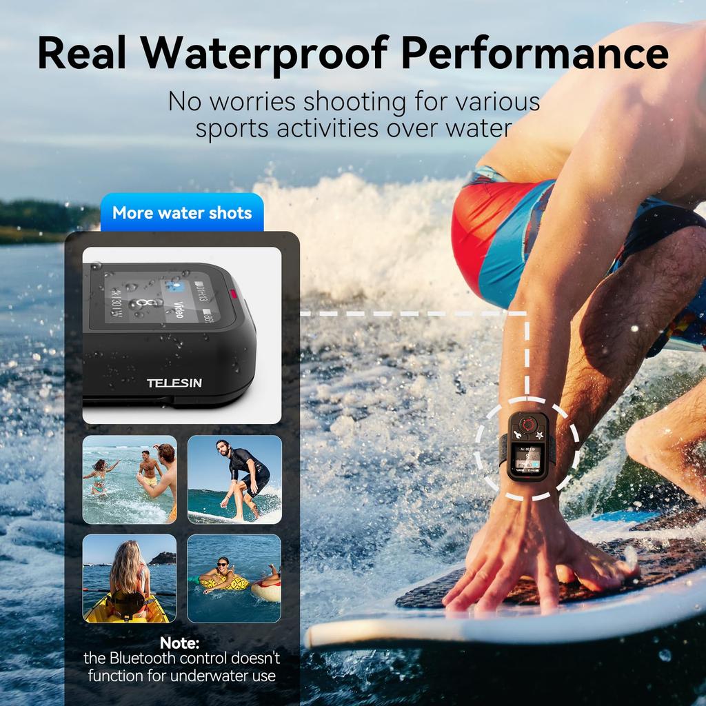 TELESIN T13 Waterproof Wireless Remote Control for GoPro Color LCD Smart Controller with Wrist Compatible with GoPro Hero Action Cameras Display,