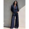 Women Lace Splicing Two Piece Set Zipper Baseball Jacket + Wide Leg Pants Casual Long Sleeve Tracksuit Ladies Outfit