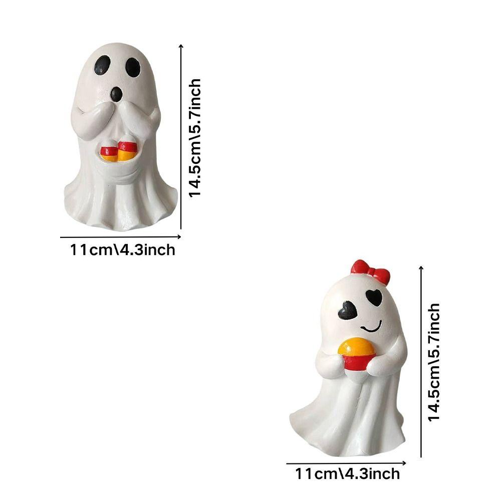 Cartoon Ghost Art Sculpture Resin Ghost Statue Ornament Halloween Ghost Figurine Office