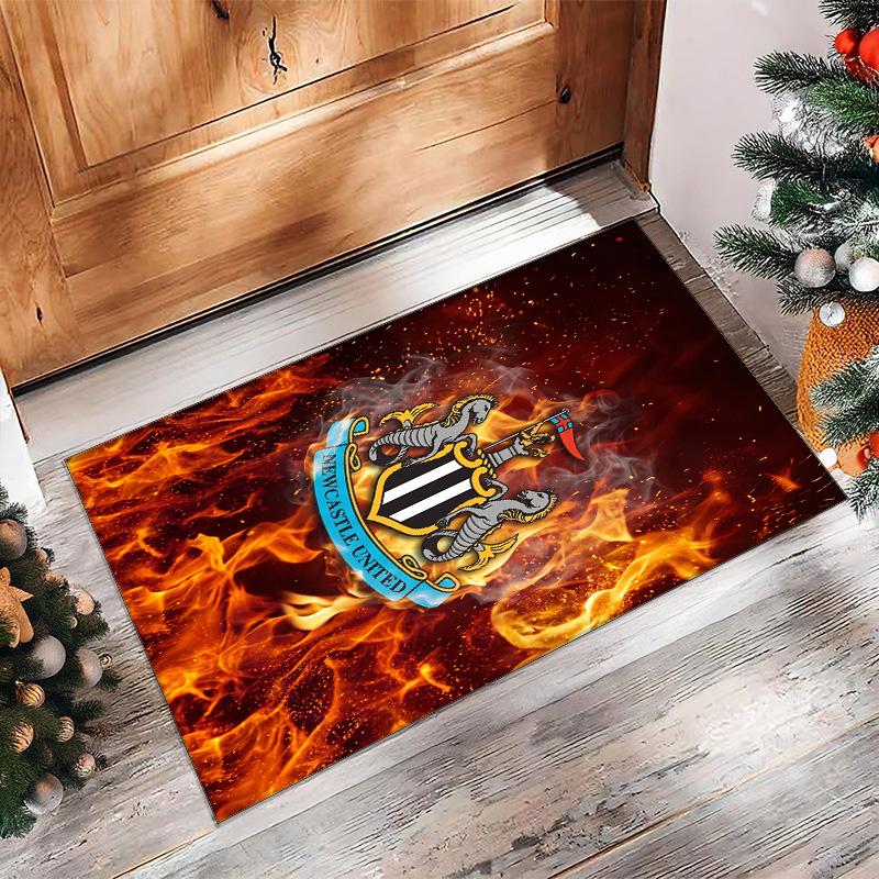 Tappeto in Velluto di Cristallo con Stampa di Calcio del Newcastle United, Comodo Assorbente d'Acqua Antiscivolo Tappeto per Pavimento Interno
