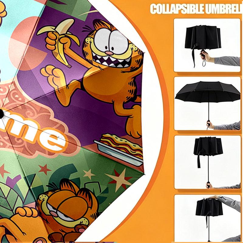 Personalisierter Garfield-Druckschirm mit individuellem Namen, Automatisches Öffnen und Schließen, Stabiler 8-Rippen-Rahmen, Für Pendeln, Camping, Wandern, Geburtstagsgeschenk