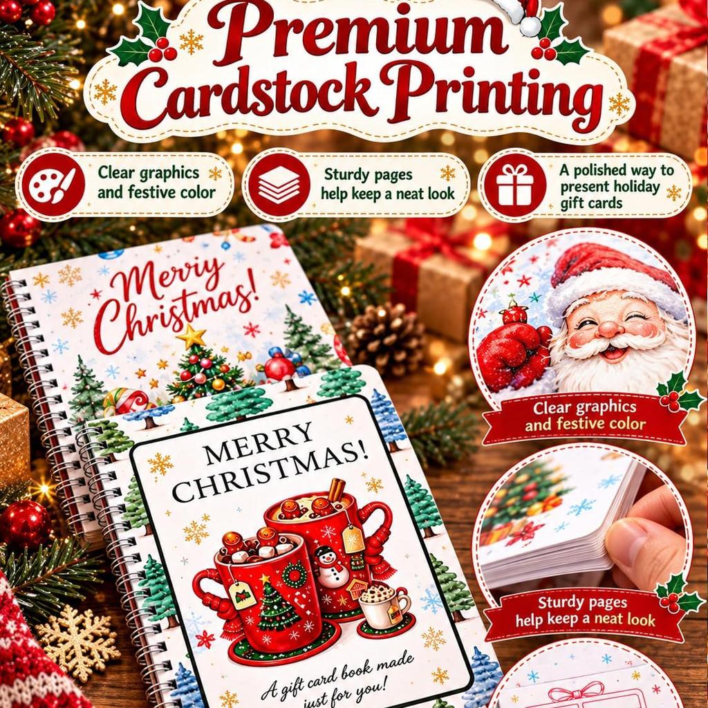 6-Pack Christmas Gift Card Book Covers Spiral Bound Holiday Gift Card Organizer 10 Themed Pages Festive Kids Teens