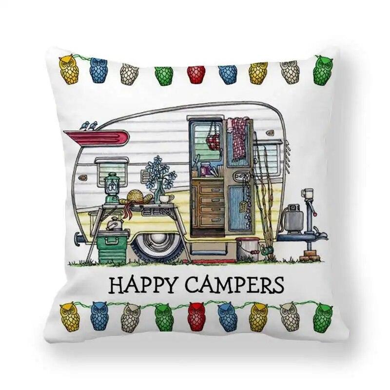

Happy Camper наволочка Сова Camper наволочка декоративная наволочка 45*45 см автомобильная наволочка hoofdkussen 450*450mm