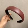 Vintage Pu Leather Thick Sponge Headband for Women Girls Korean Solid Color Wide Hair Hoop Headband Headwear Hair Accessories