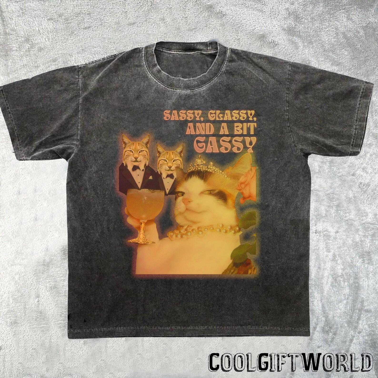 Retro Elengant Cat Funny Vintage Graphic Tee, Cat T-shirt, Unisex Meme Cringe Funny Dumb Shirt 3XL