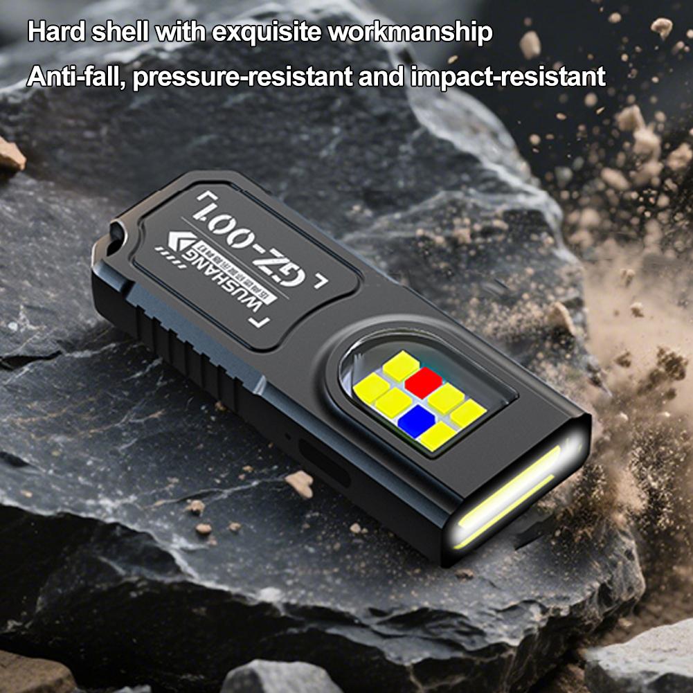 1/2Pcs Multifunctional EDC Keychain Flashlight USB Rechargeable Mini Flashlight With COB Work Light Camping Walking Pocket Lamp