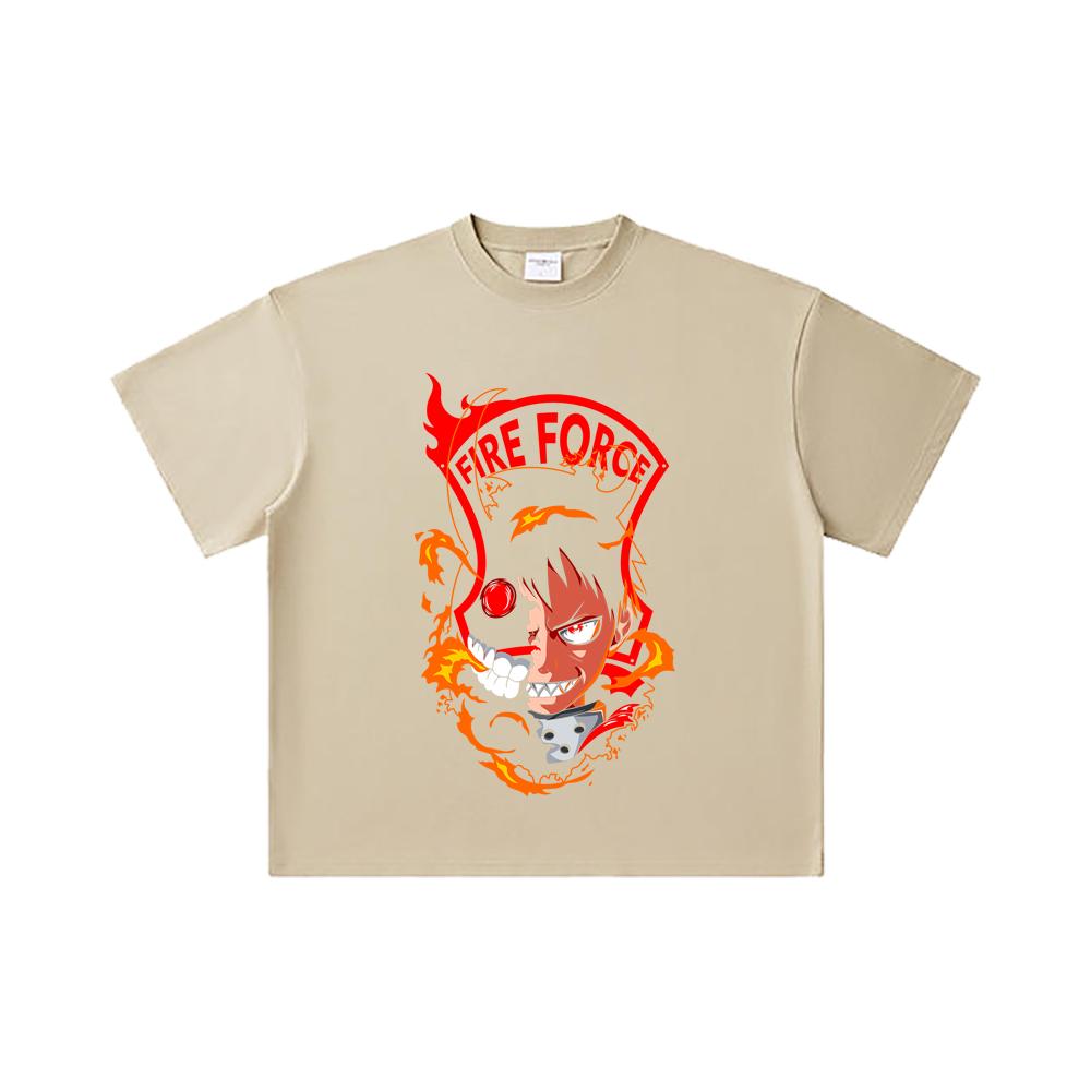 260 GSM Double Yarn 32 Count 100% Cotton Fire Force V1 Shinra Print Unisex Heavy Cotton T Shirt… More