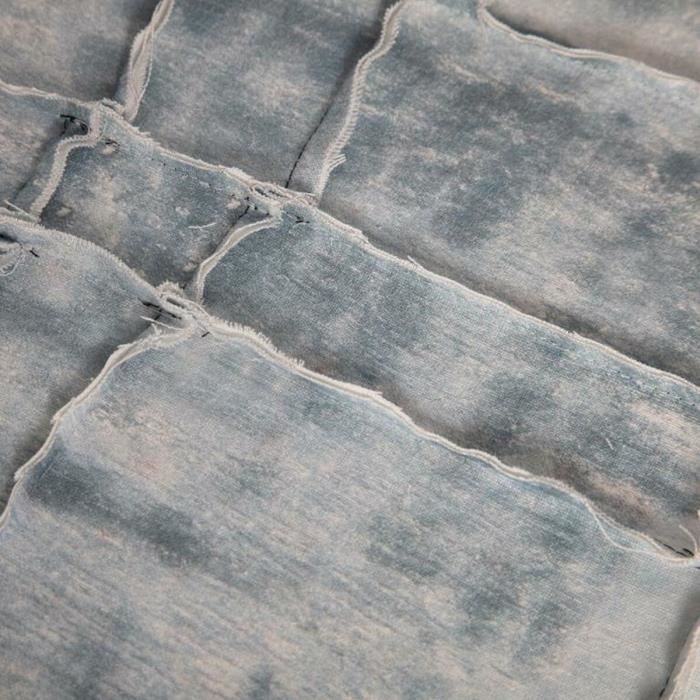 Tableau abstrait urbain - 60 x 90 cm - 2 unités - Toile et paulownia - Patchwork doré