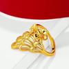 Gold-Plated Brass Phoenix Tail Ring – Openwork Peacock Design for Women
