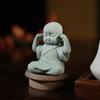 Green Sandstone Little Monk Zen Ornaments - Desktop Rockery Bonsai for Tea Table or Living Room.