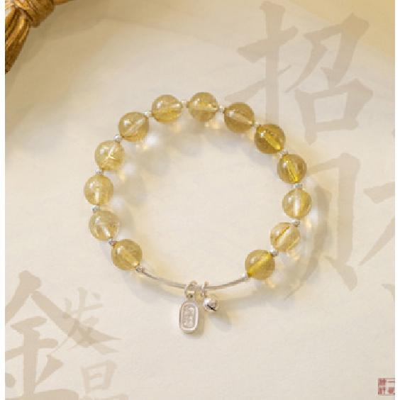 

Natural Golden Rutilated Quartz and Citrine Crystal Bracelet for Women, Unique Design, Simple and Personalized Gift - жёлтый