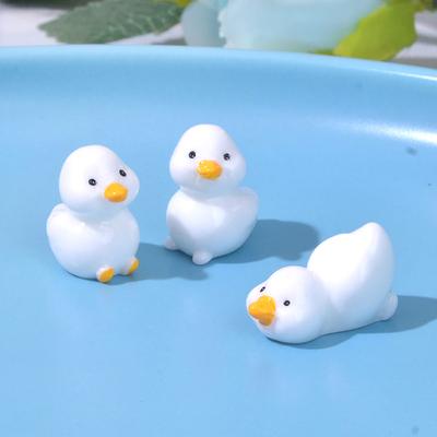Bonito mini patos amarelos ornamento pequeno pato resina artesanato bonecas decorações