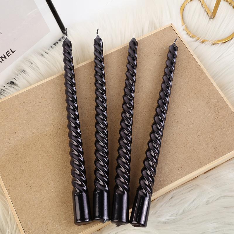 4pcs/box Restaurant Electroplated Thread Candle Long Stem Candle Romantic Wedding Decoration Candle Holder