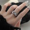 Personalized moonstone black and white men and women couple ring, high-end star opening retro light luxury ring