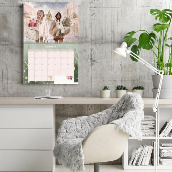 Fashion Women Watercolor Calendar 2026 Elegant Illustration Monthly Calendar Chic Female Art Planner for Home Office Decor