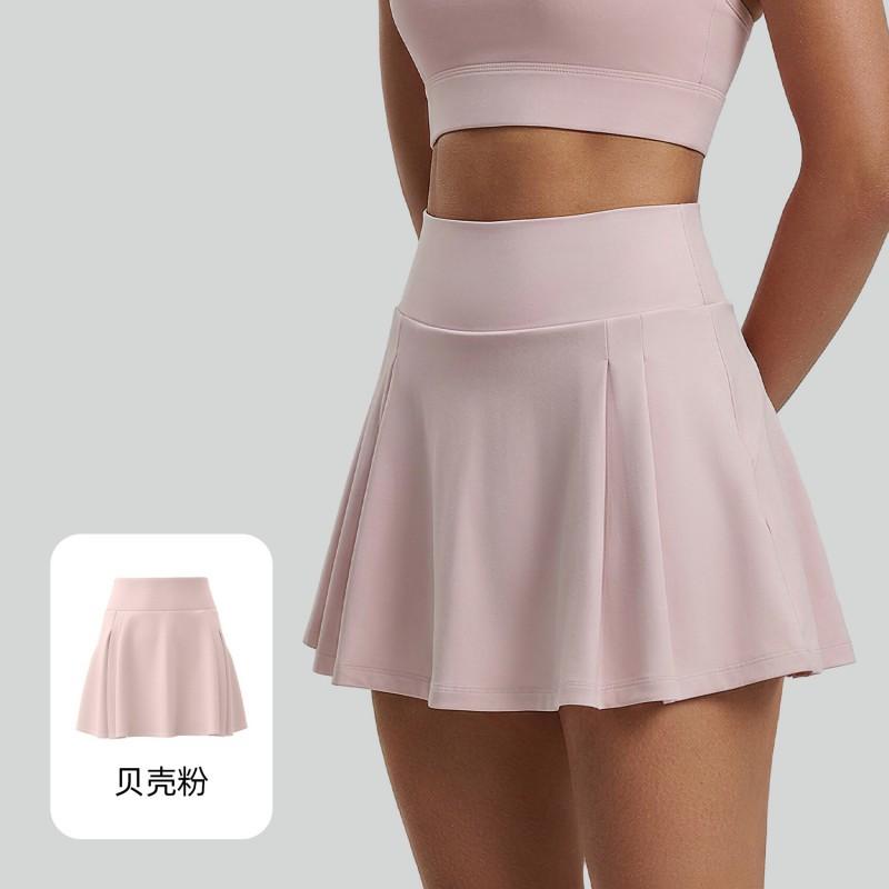 A-line Pleated Skirt Anti-exposure Pocket Badminton Training Sports Women L
