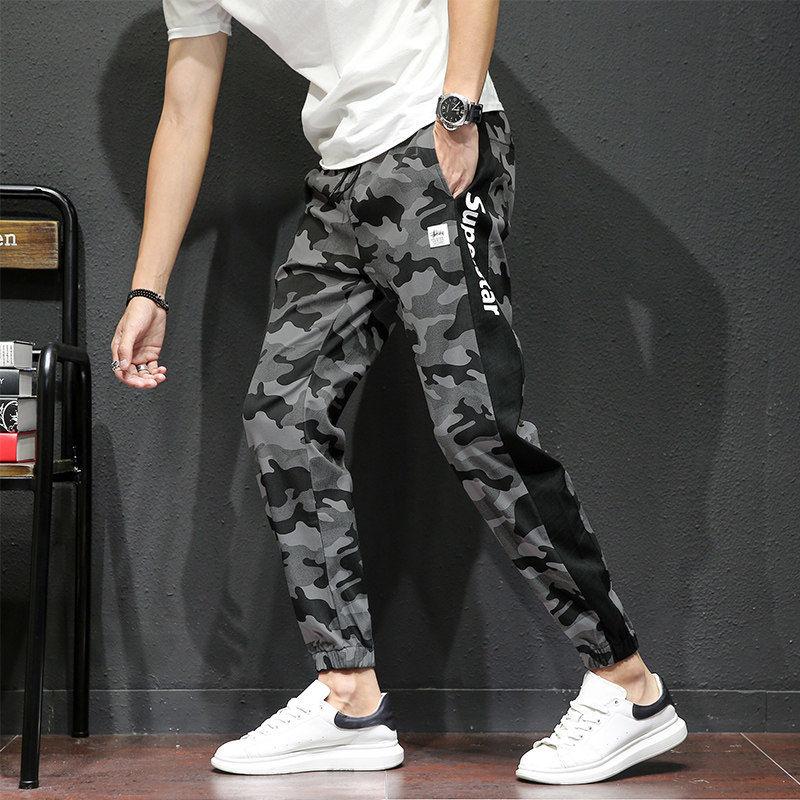 Military Vintage Men Army Gree Camouflage Sweatpants Streetwear Fashion Spring Summer New Male Thin Elastic Waist Baggy Trousers