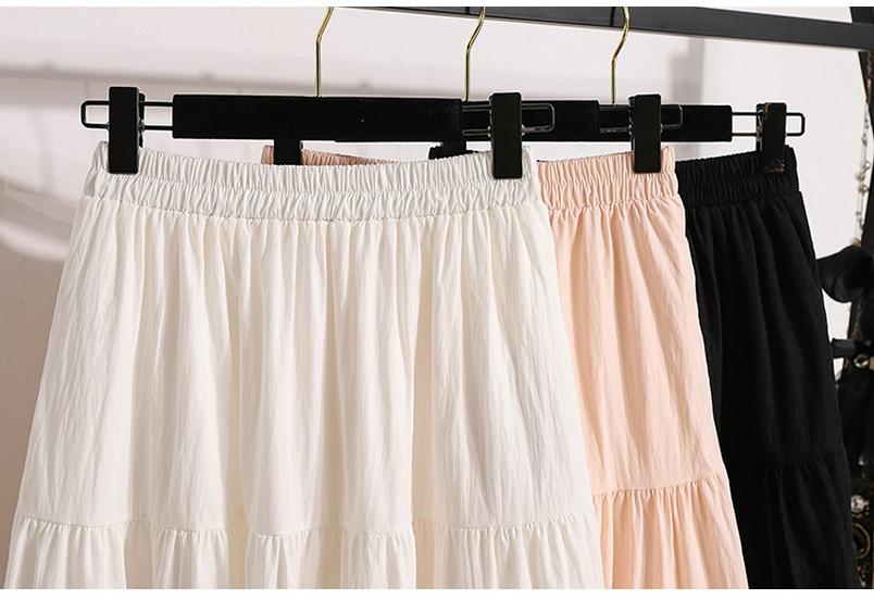 Plus Size Pink Summer A-Line Skirt with Sweet, Slimming Waist-Cinched Layers
