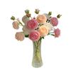 3-Head Peony Silk Flower Bouquet - Dried Floral Arrangement for Living Room or Dining Table Decor