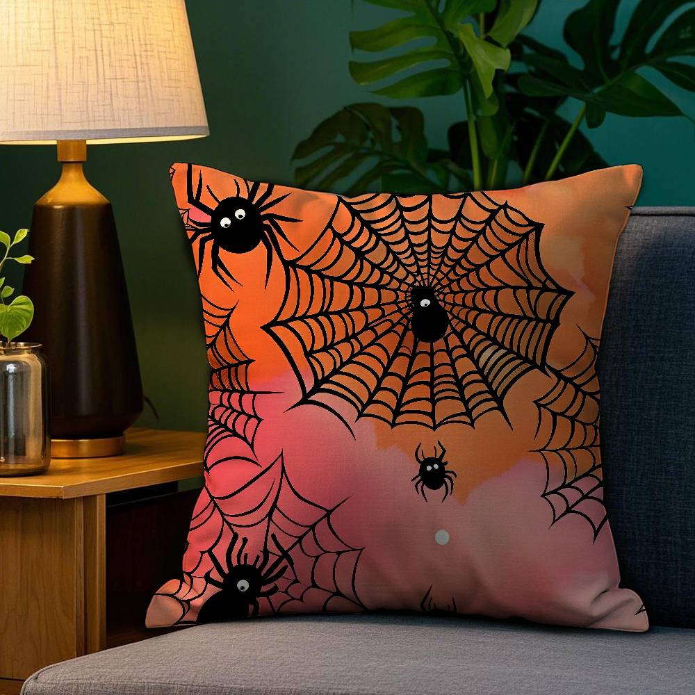 Scary Halloween Bat Pumpkin Pillow Case Sofa Living Room Bedroom Double-sided Printing Square Cushion Nap Time Pillow Case