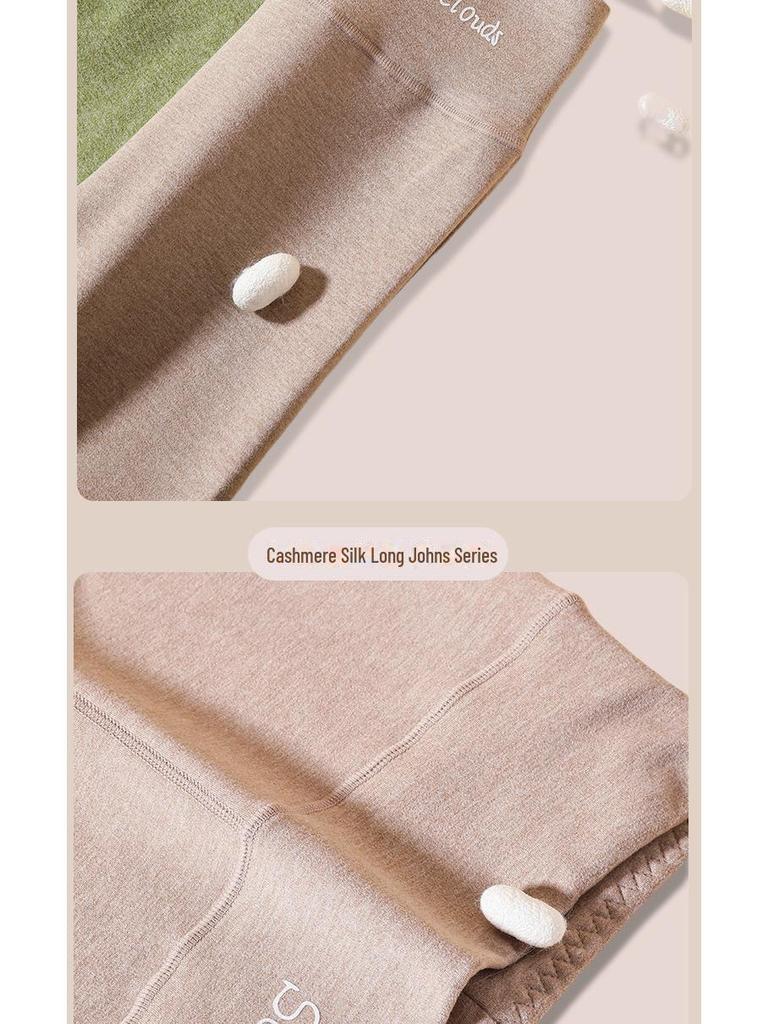 Damen High-Waist Nahtlose Wolle-Seide Leggings: Gebürsteter Deutscher Samt für Herbst- und Winterwärme