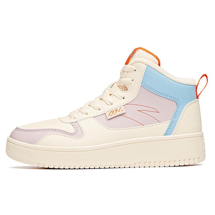 New Anta Life Collection Slip Resistant High Top Skateboard Shoes Women's White Purple Blue 922038010-10