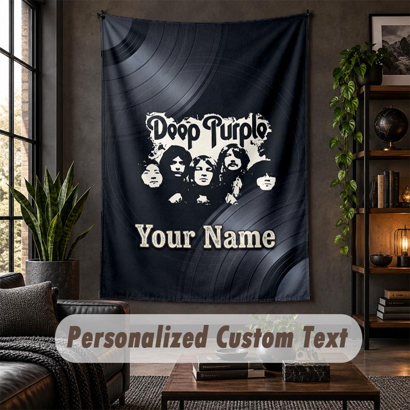 Personalized Wall Tapestry,Deep Purple Custom Text, Soft Fabric Wall Art For Indoor Decoration